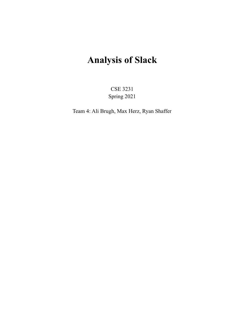 Analysis of Slack