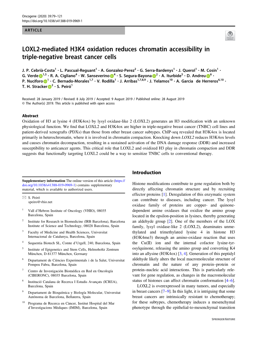 LOXL2-Mediated H3K4 Oxidation Reduces Chromatin Accessibility in Triple-Negative Breast Cancer Cells