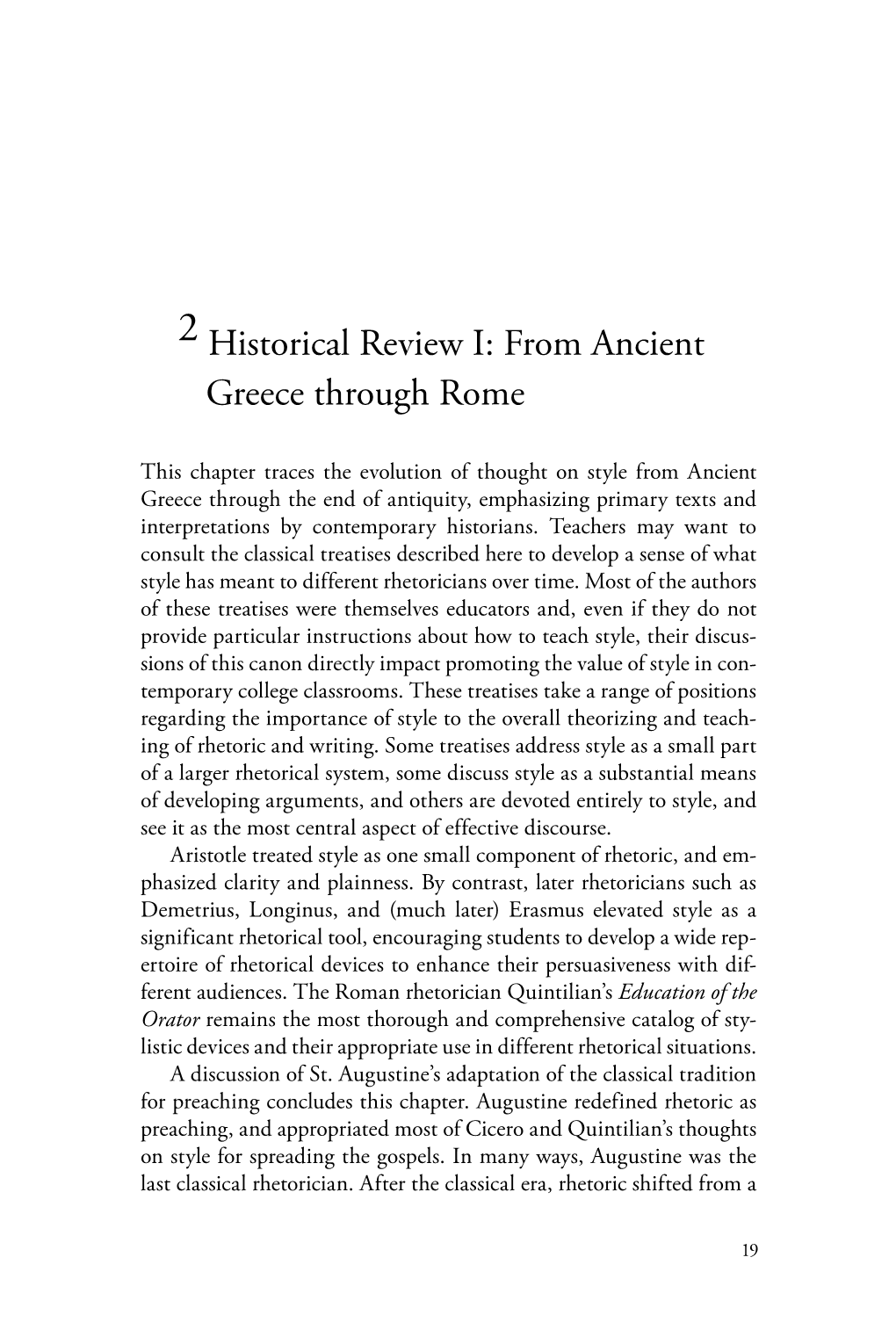 Historical Review I: from Ancient Greece Through Rome