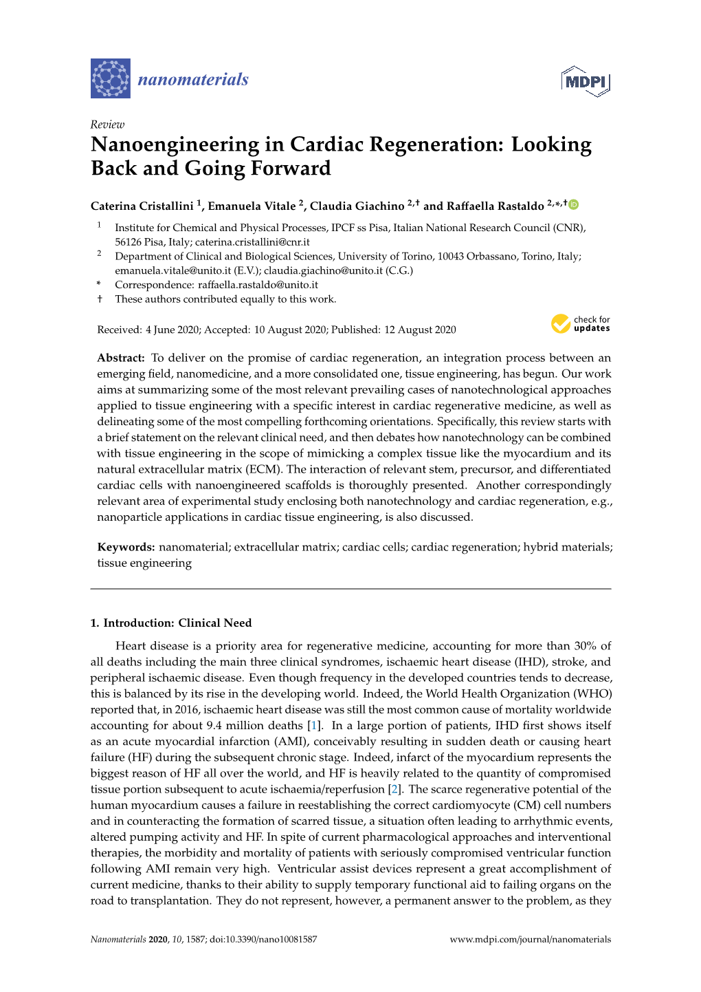 Nanoengineering in Cardiac Regeneration: Looking Back and Going Forward