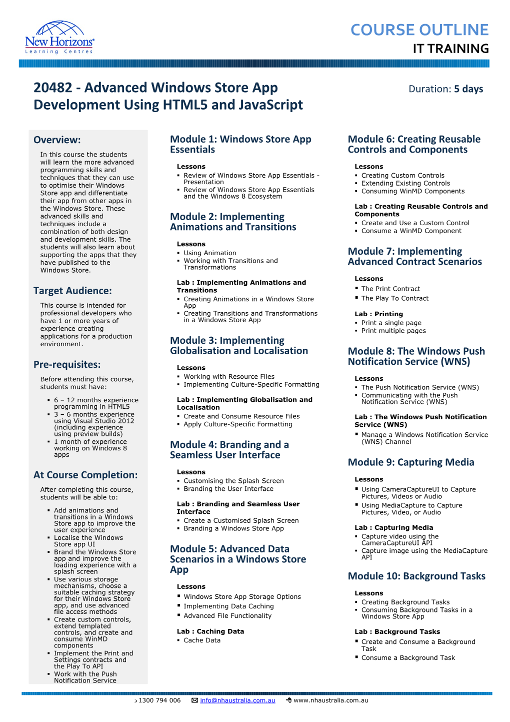 New Horizons Courseware Outlines s3