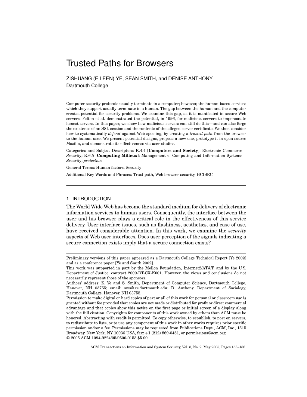 Trusted Paths for Browsers