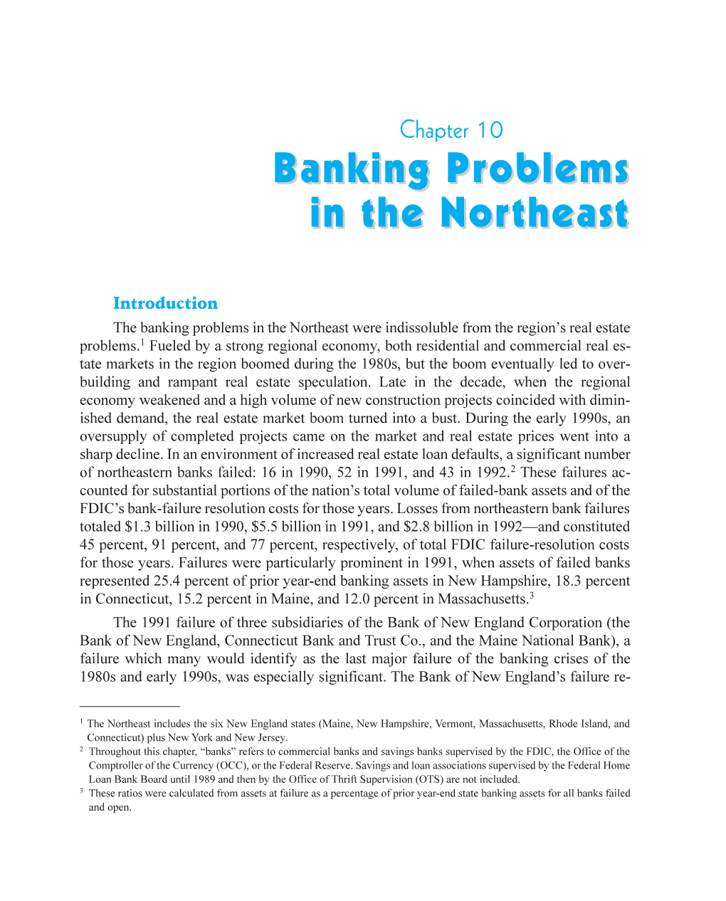 Banking Problems in the Northeast