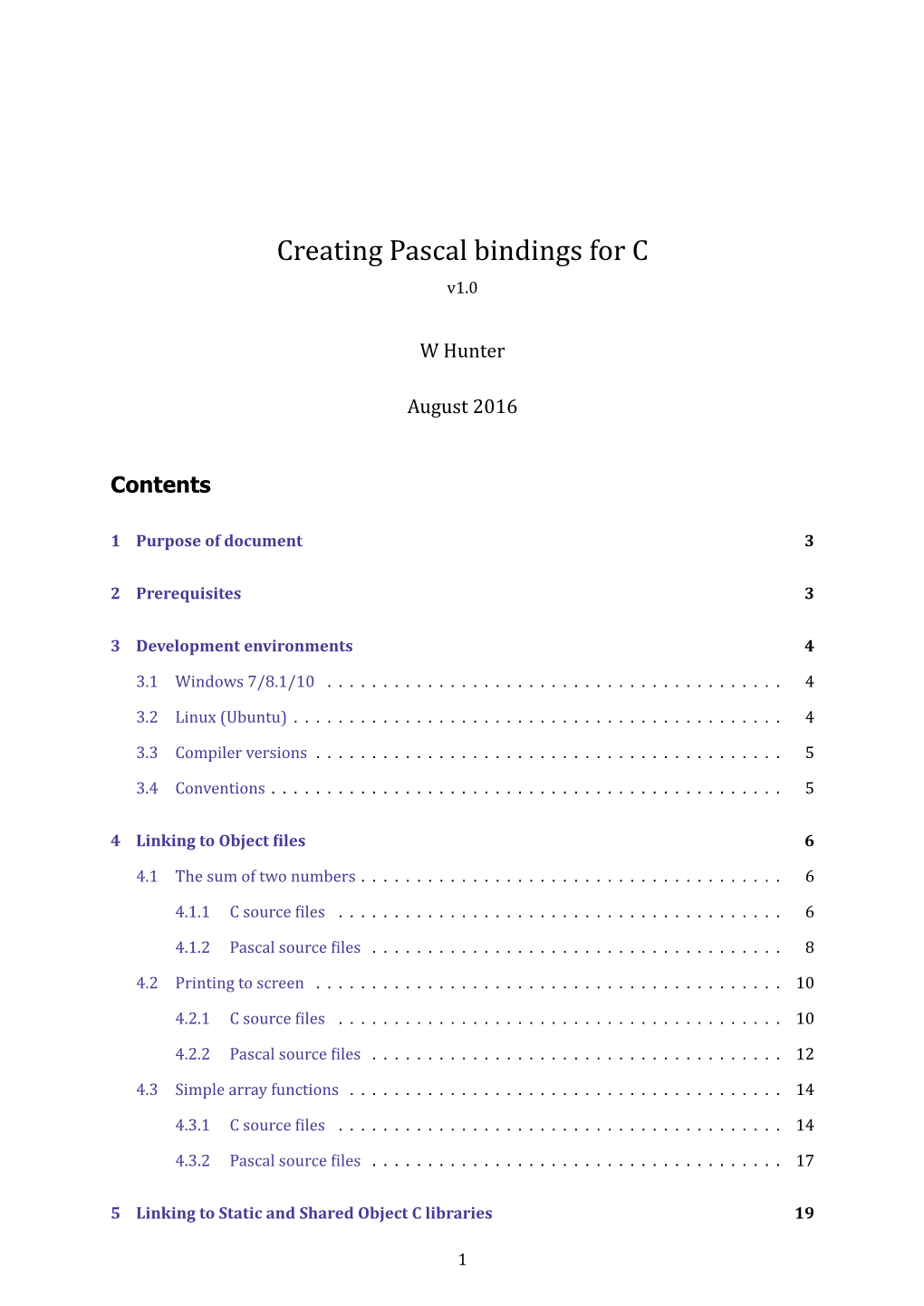 Creating Pascal Bindings for C V1.0