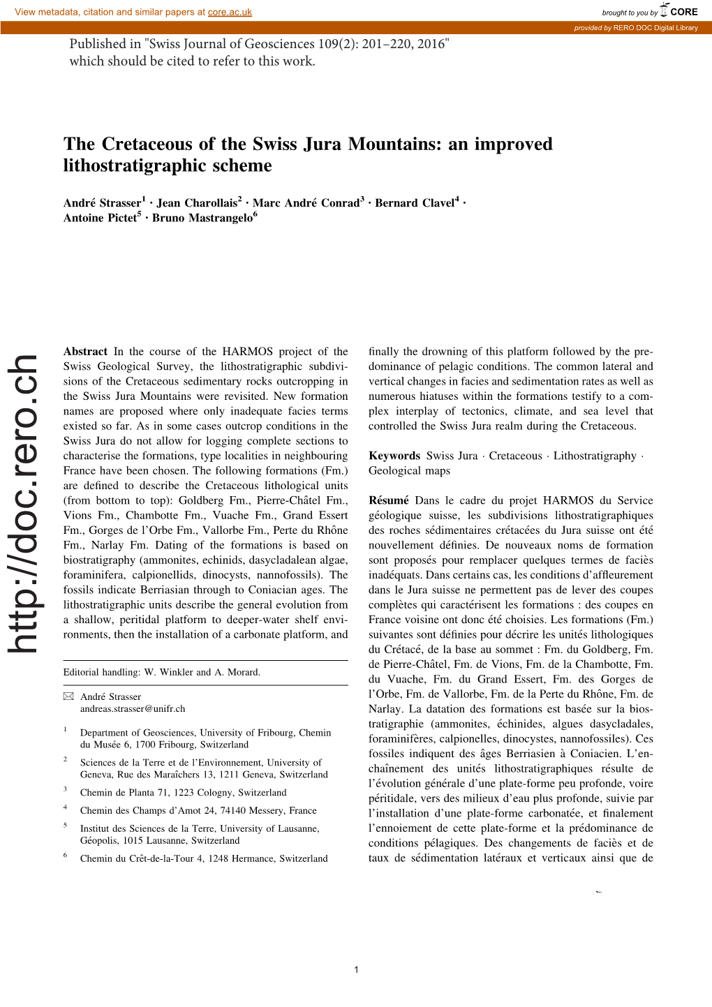 The Cretaceous of the Swiss Jura Mountains: an Improved Lithostratigraphic Scheme