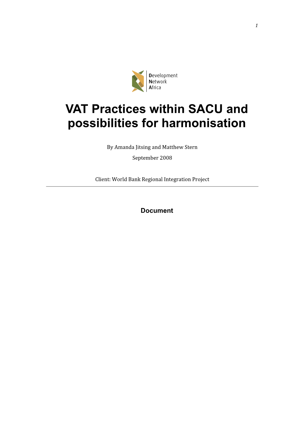 VAT Practices Within SACU and Possibilities for Harmonisation