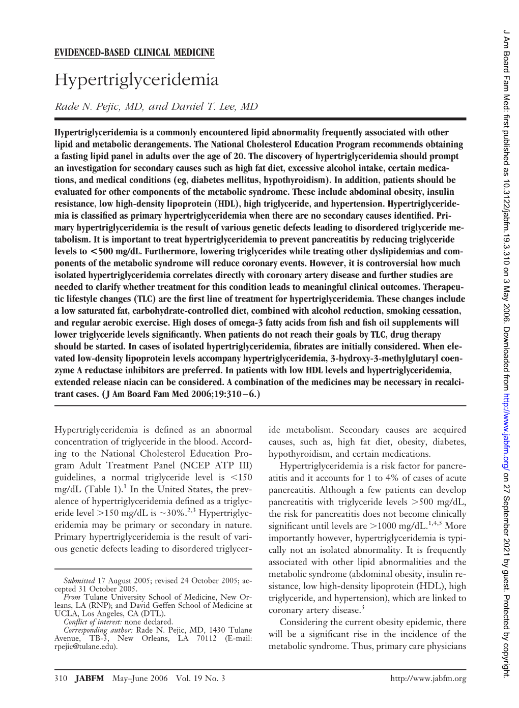 Hypertriglyceridemia