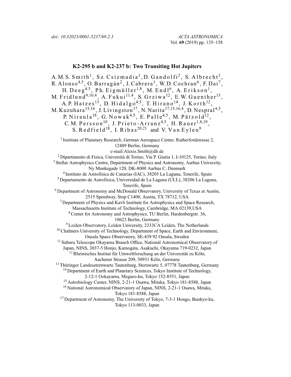 K2-295 B and K2-237 B: Two Transiting Hot Jupiters A.M.S