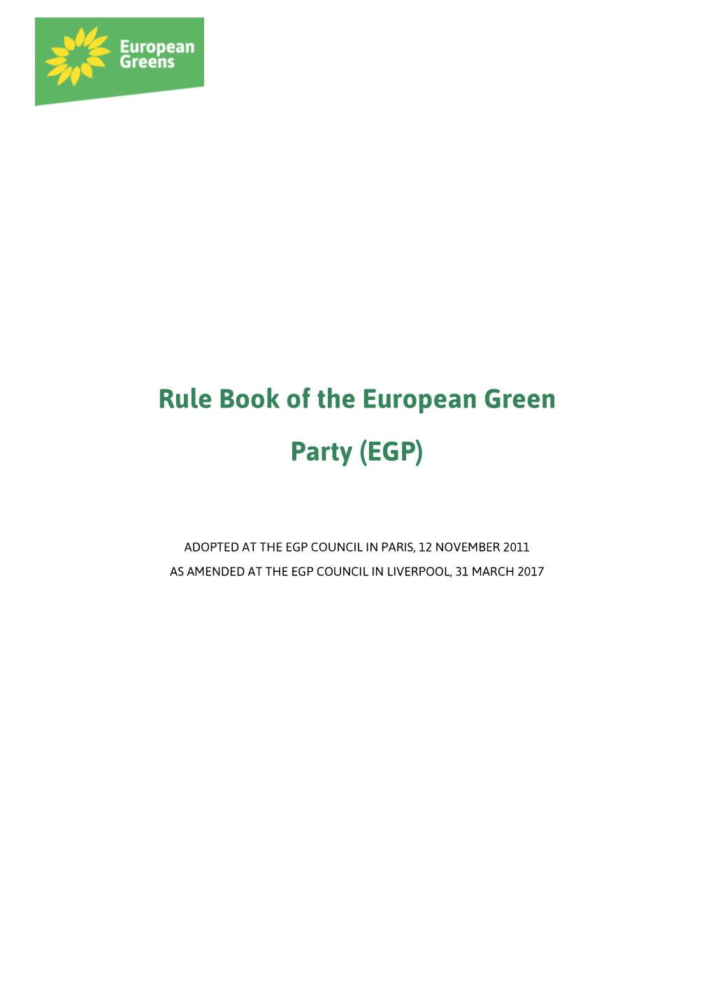 Rule Book of the European Green Party (EGP)