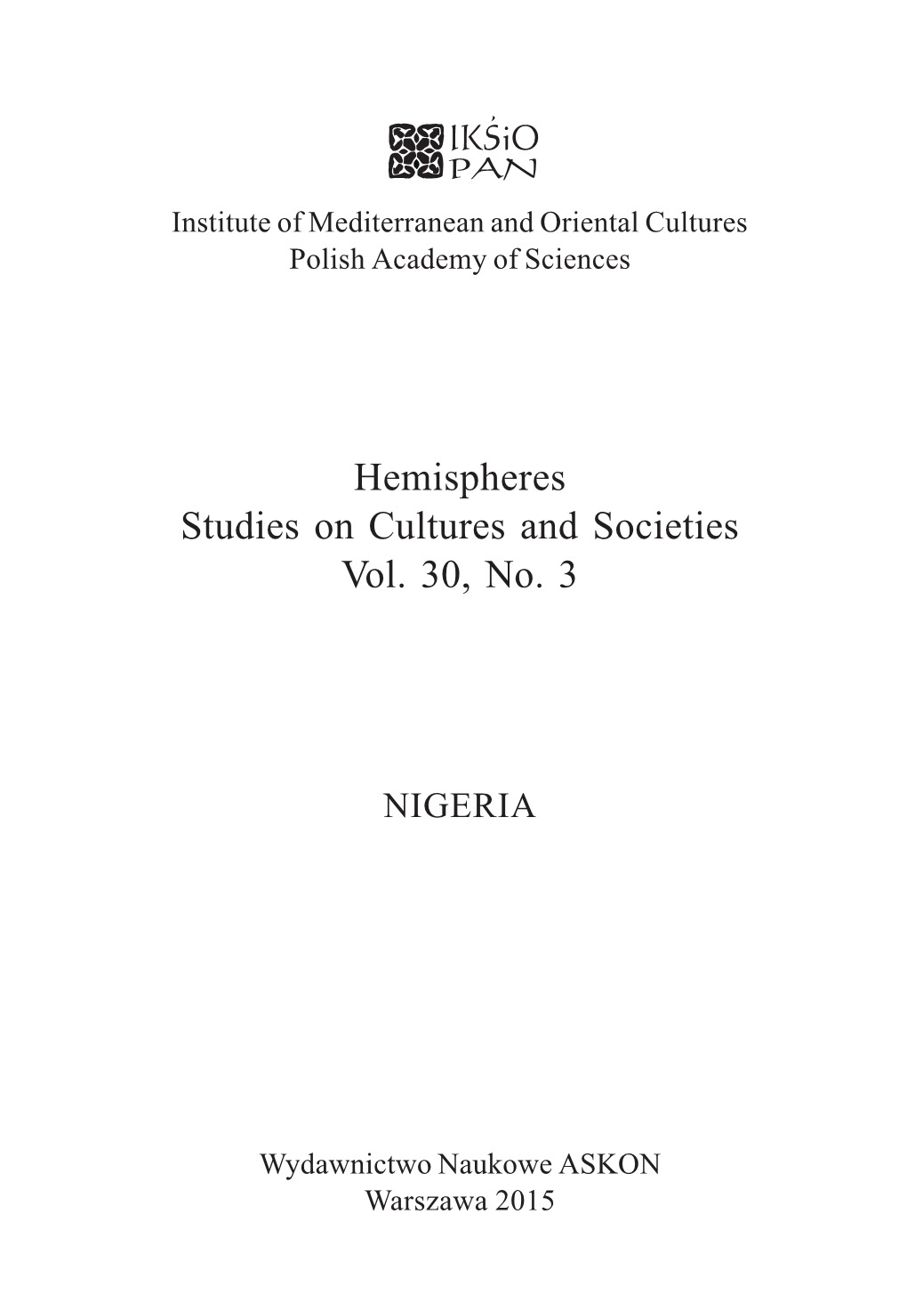 Hemispheres Studies on Cultures and Societies Vol. 30, No. 3