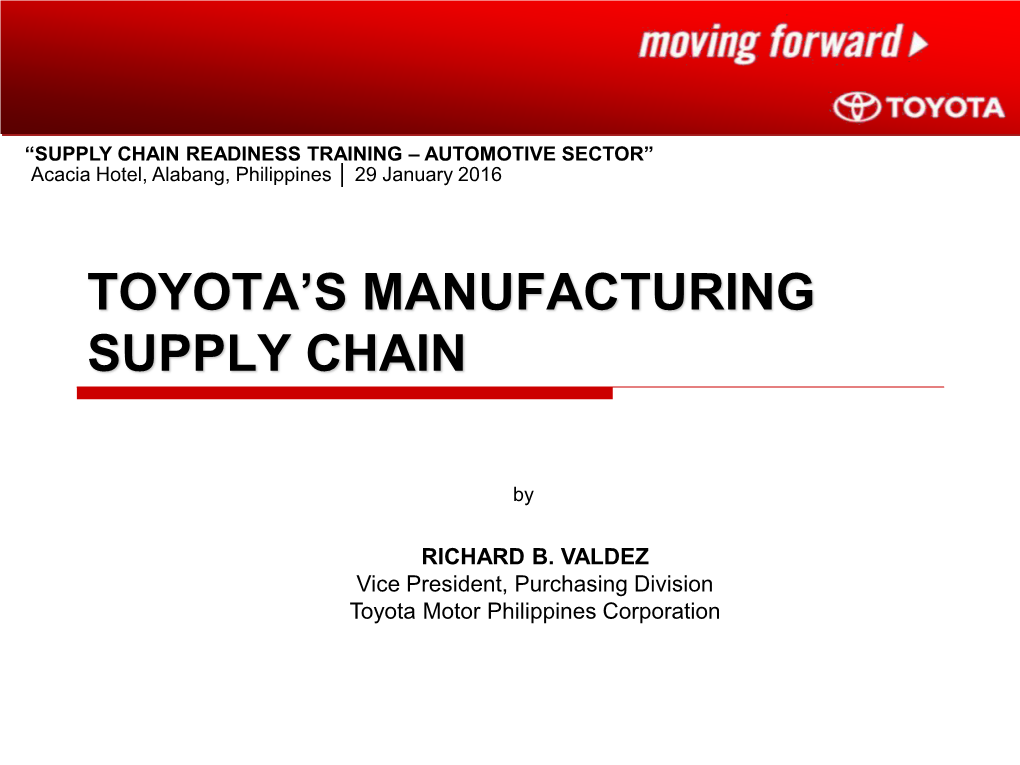 Toyota's Manufacturing Supply Chain