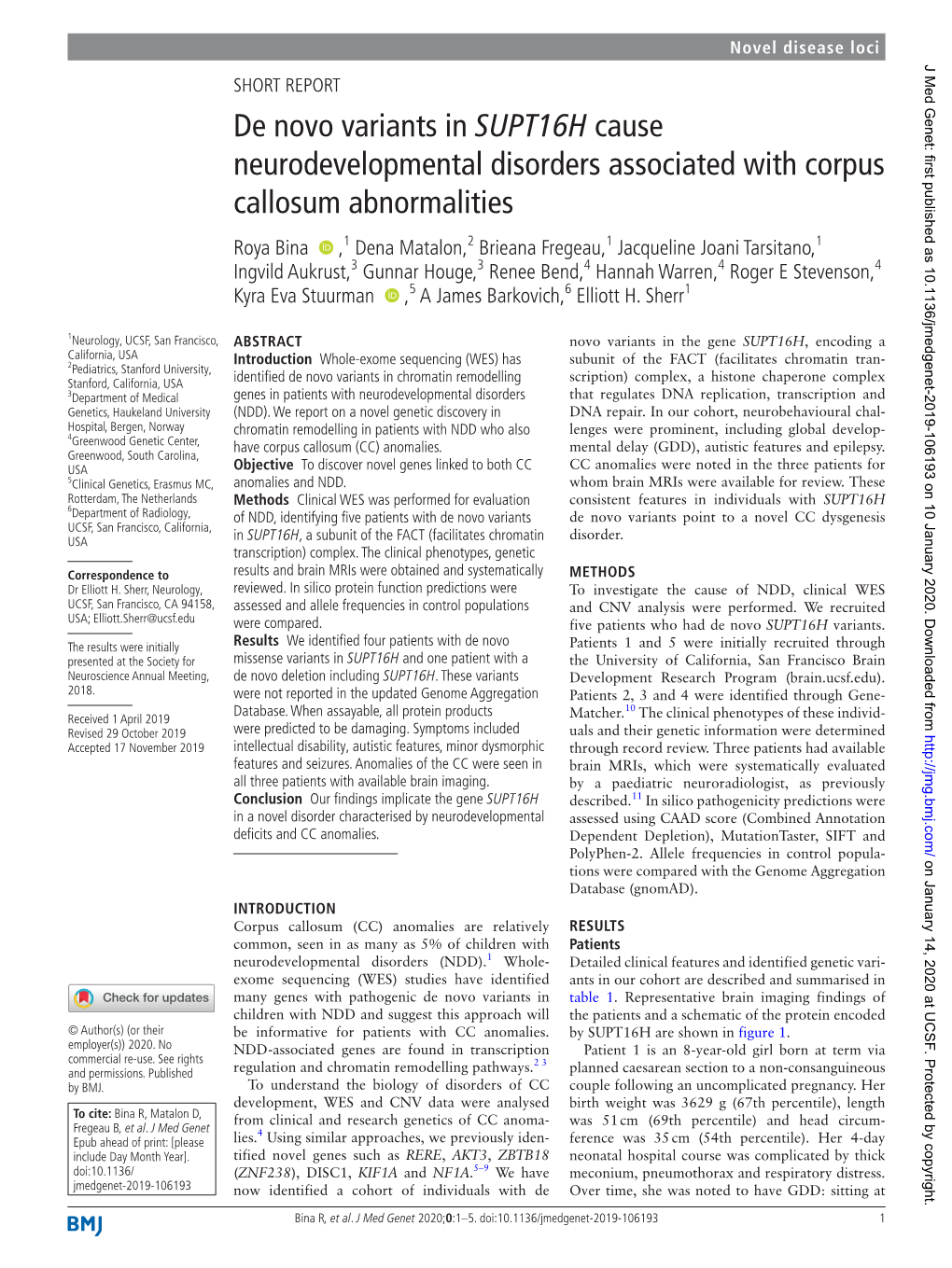 De Novo Variants in SUPT16H Cause Neurodevelopmental Disorders