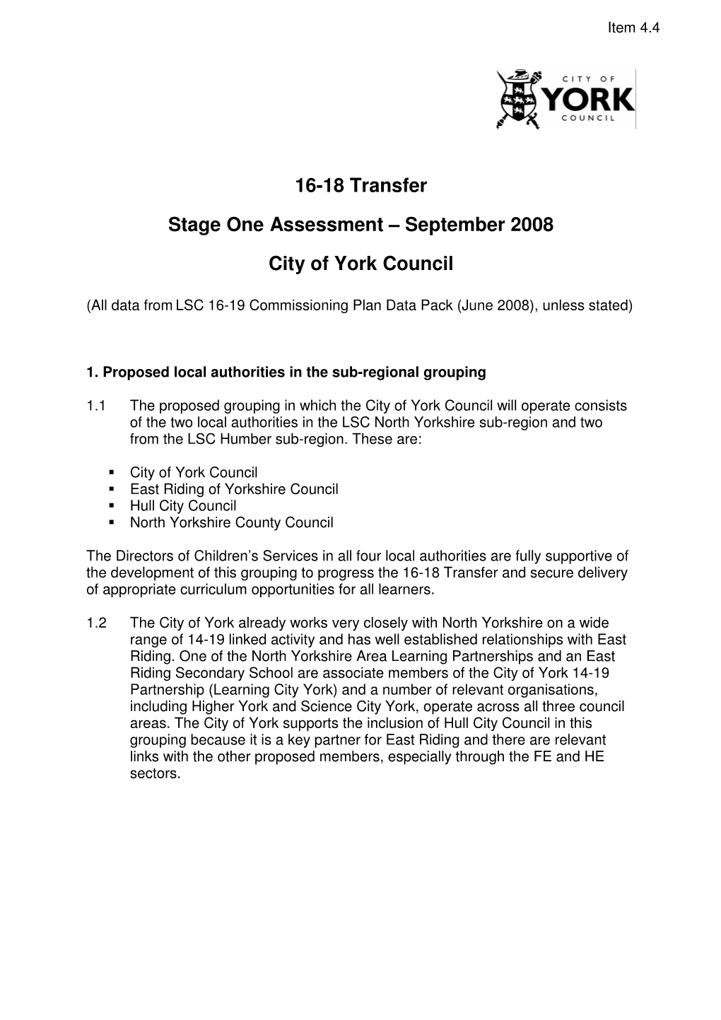 September 2008 City of York Council