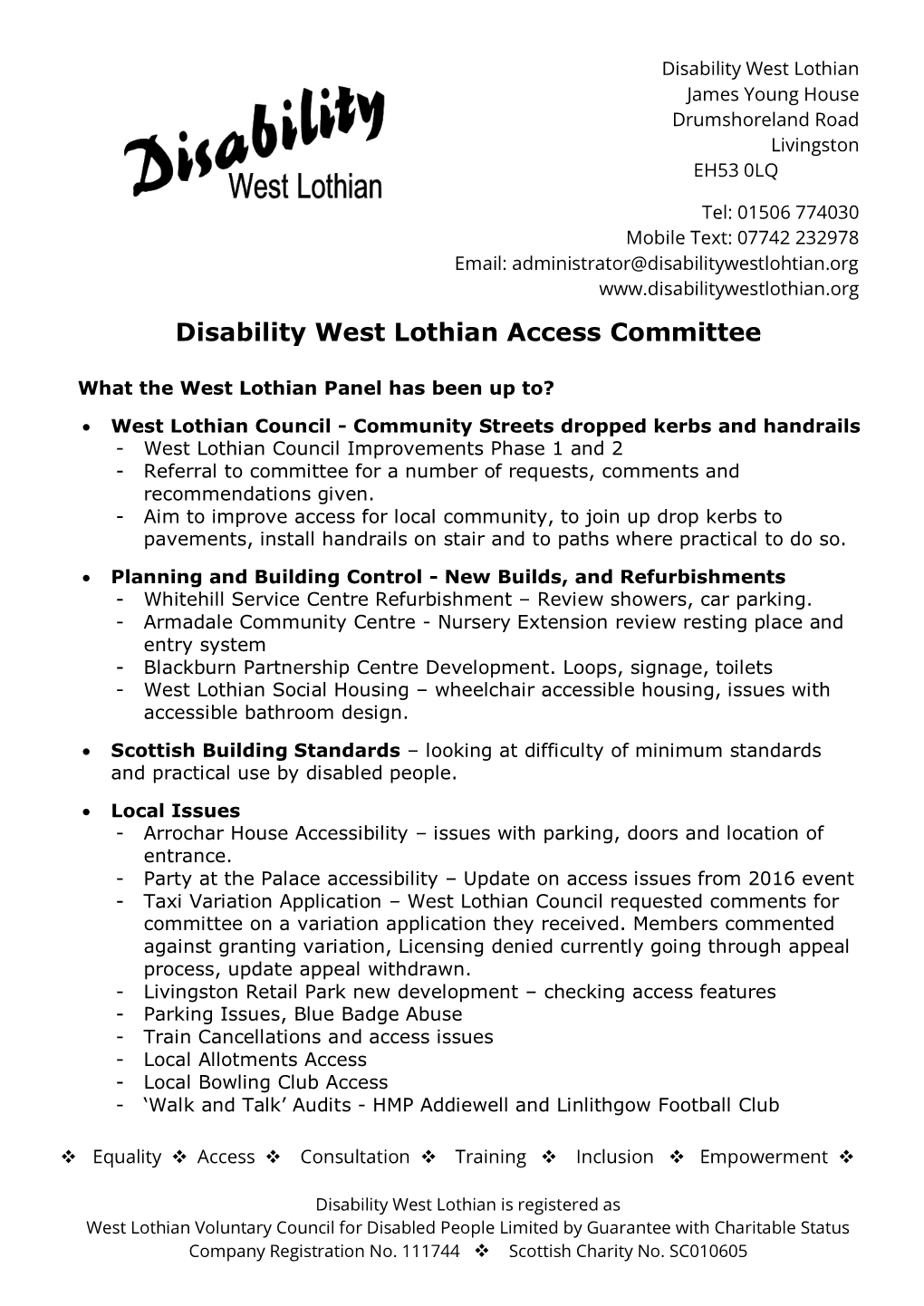 Disability West Lothian Access Committee