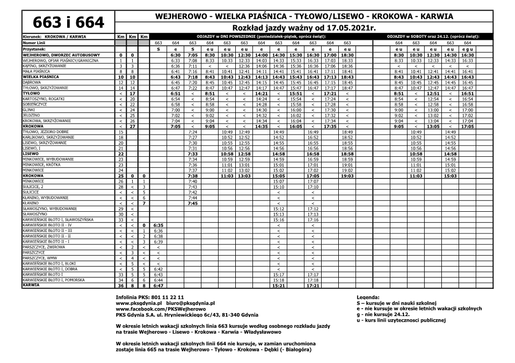 663 I 664 Rozkład Jazdy Ważny Od 17.05.2021R