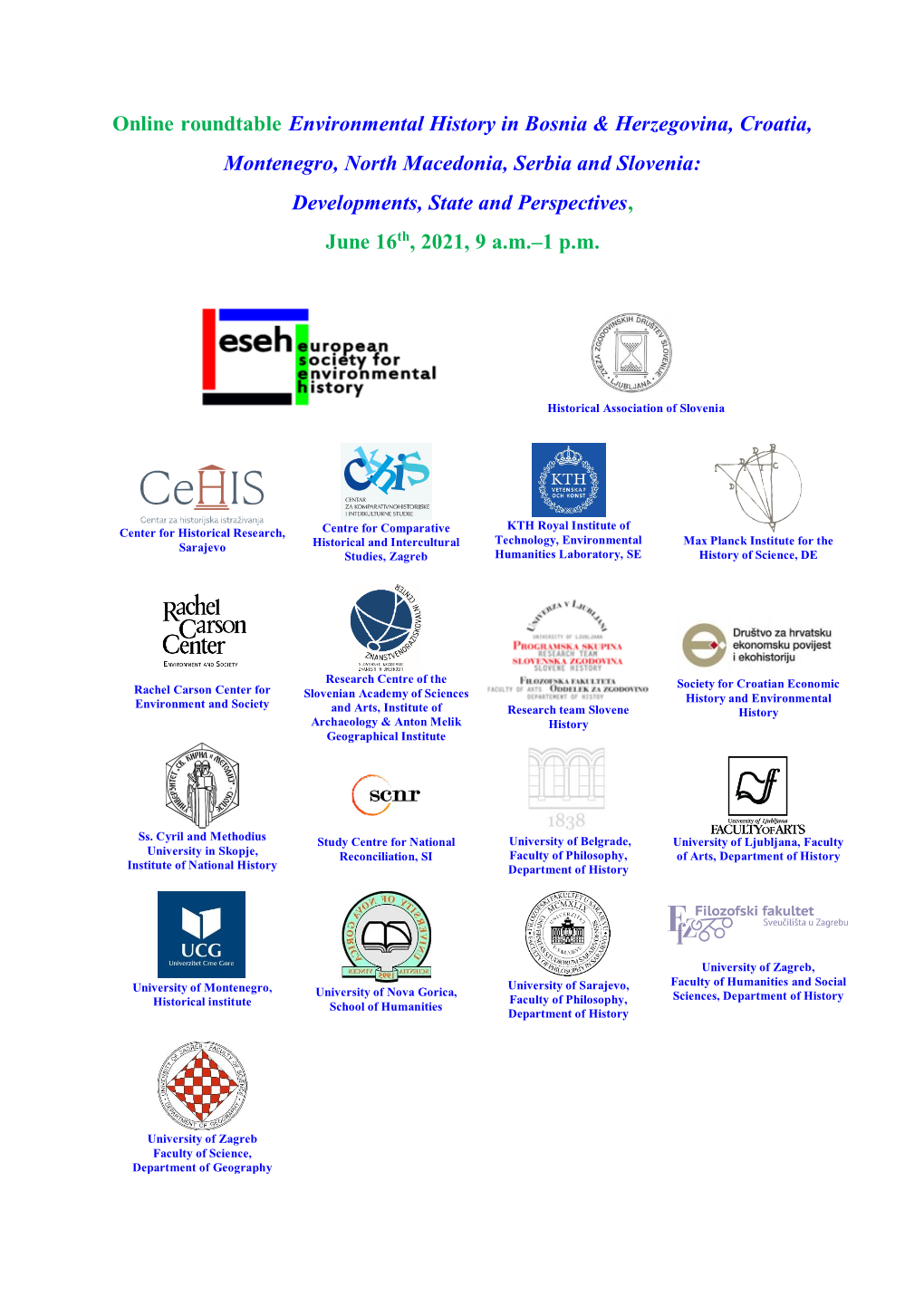 Online Roundtable Environmental History in Bosnia & Herzegovina