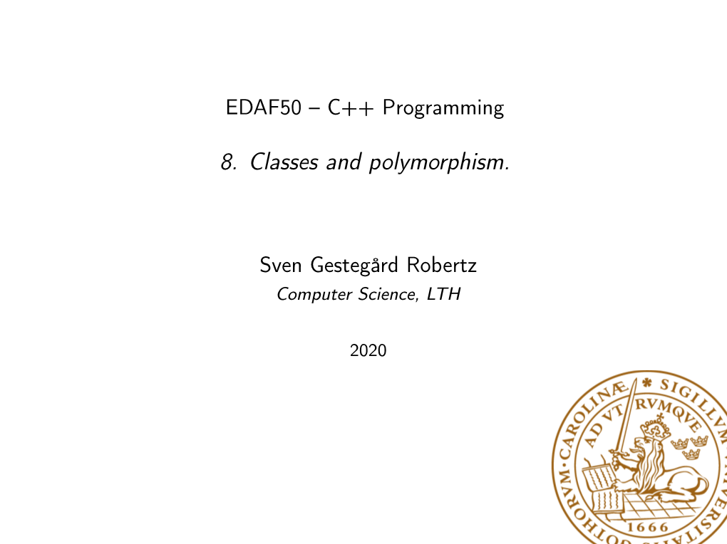 EDAF50 – C++ Programming