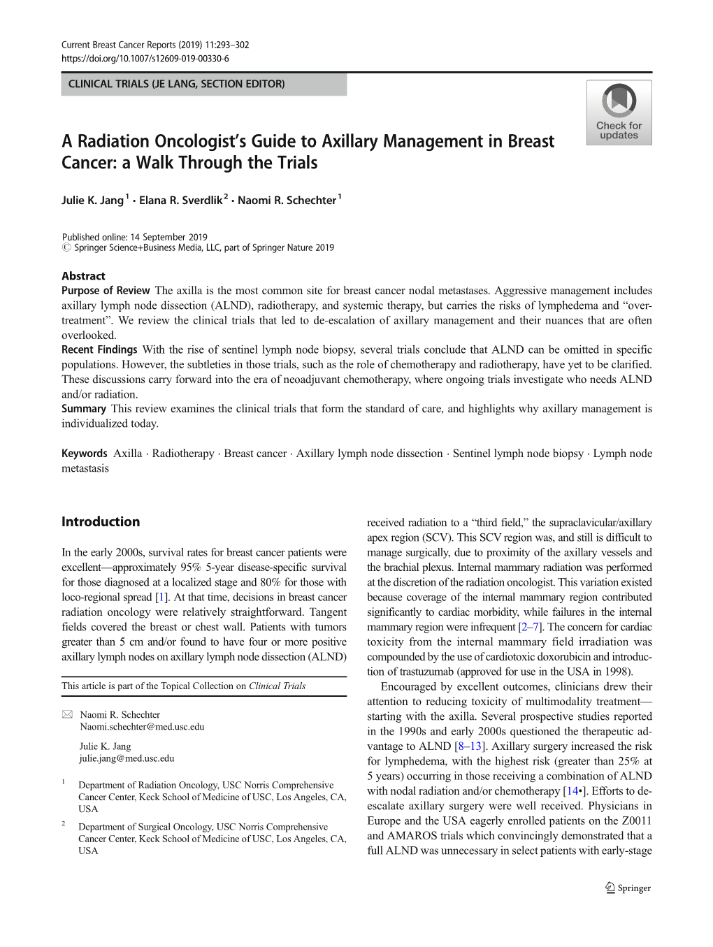 A Radiation Oncologist's Guide to Axillary Management in Breast