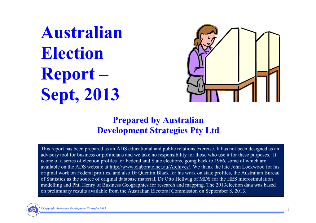 Report – Sept, 2013