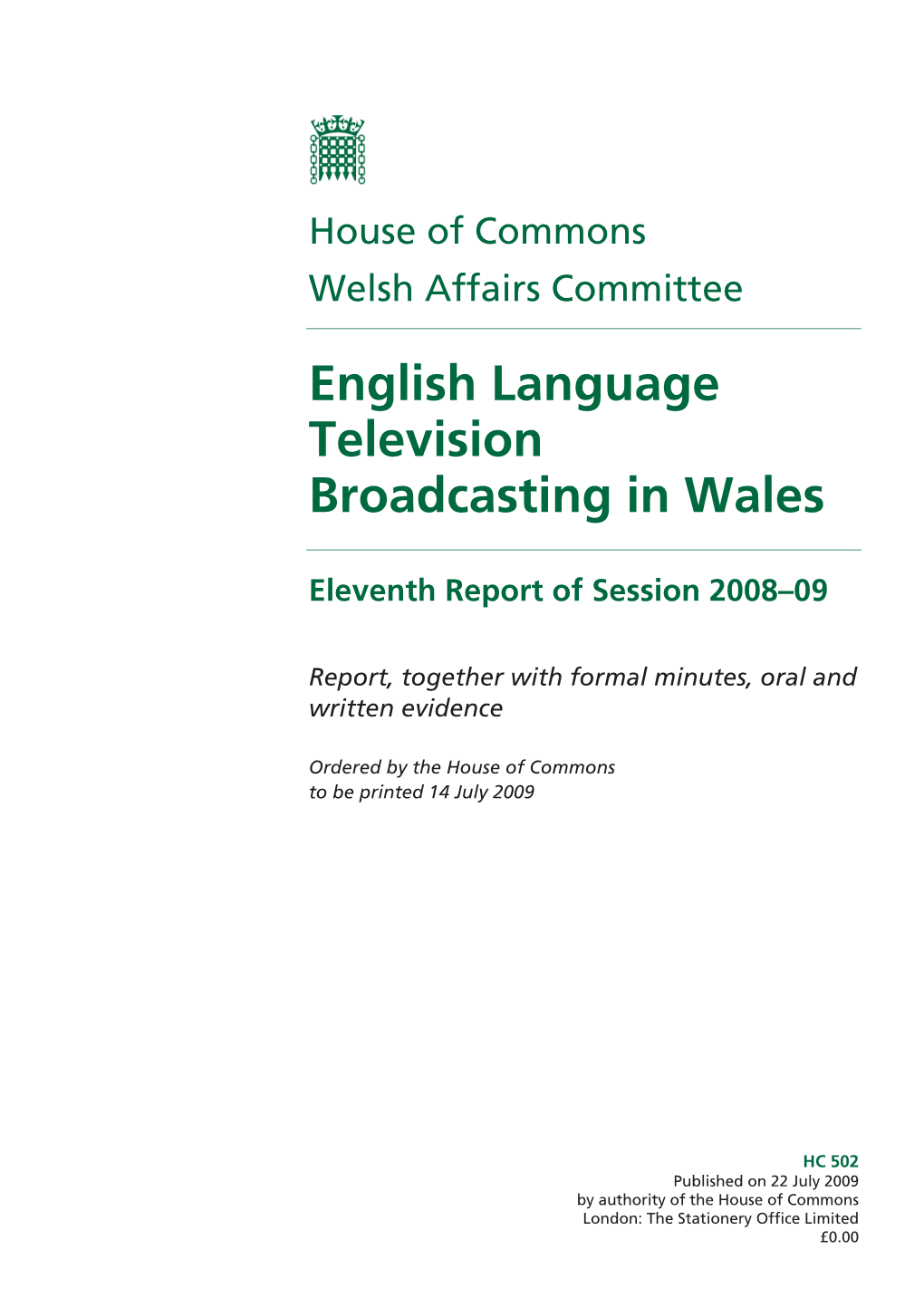 English Language Television Broadcasting in Wales