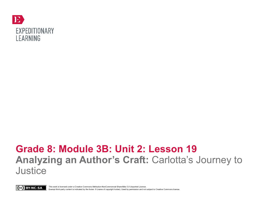 Grade 8 ELA Module 3B, Unit 2, Lesson 19