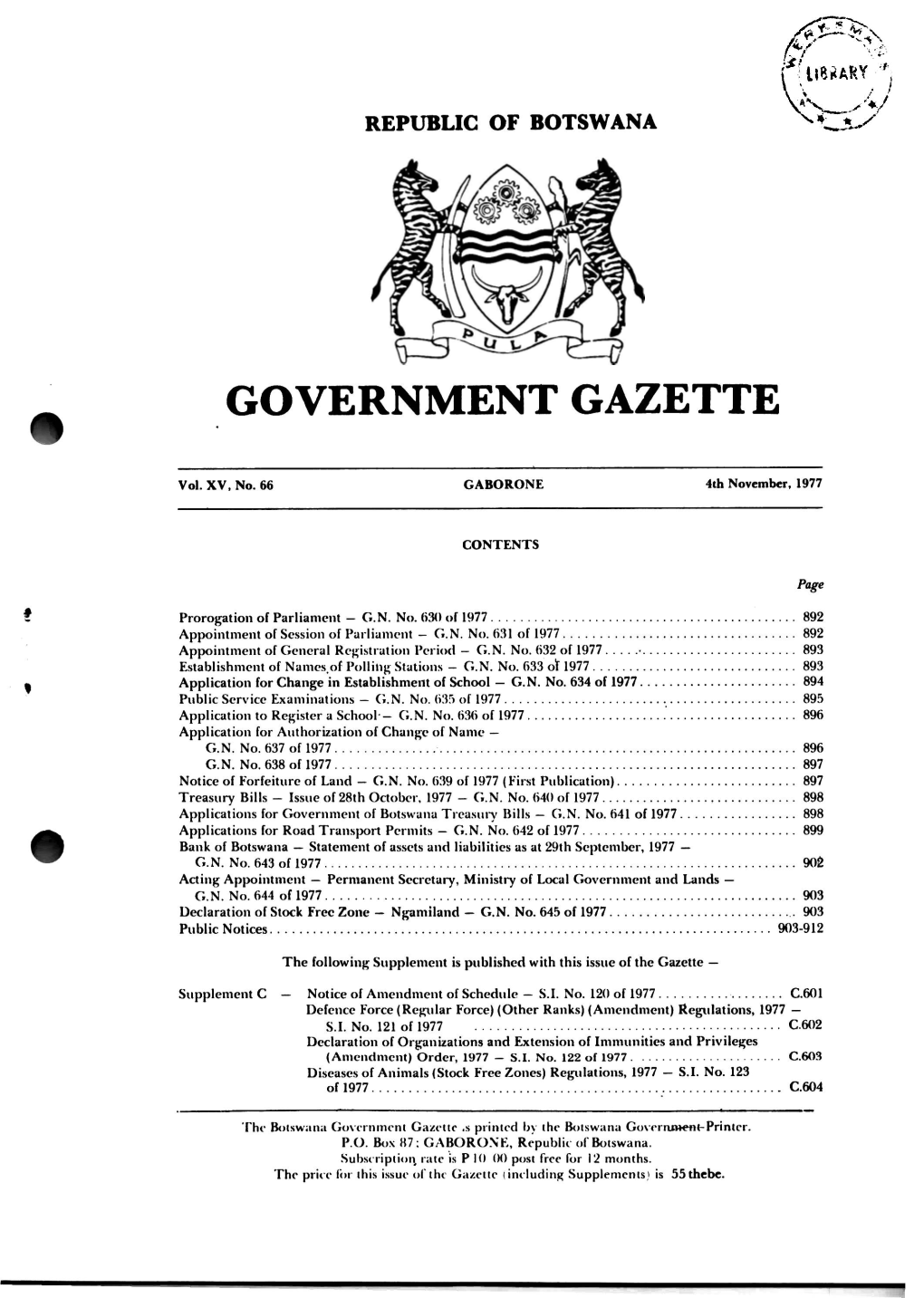 Government Gazette