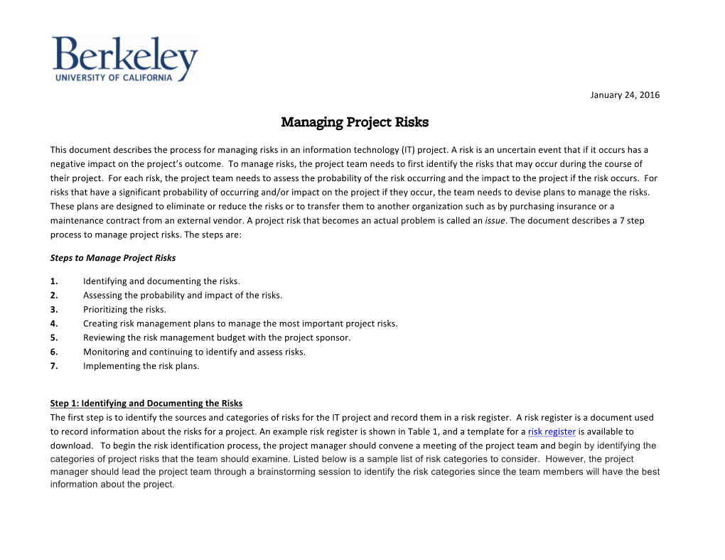 Managing Project Risks