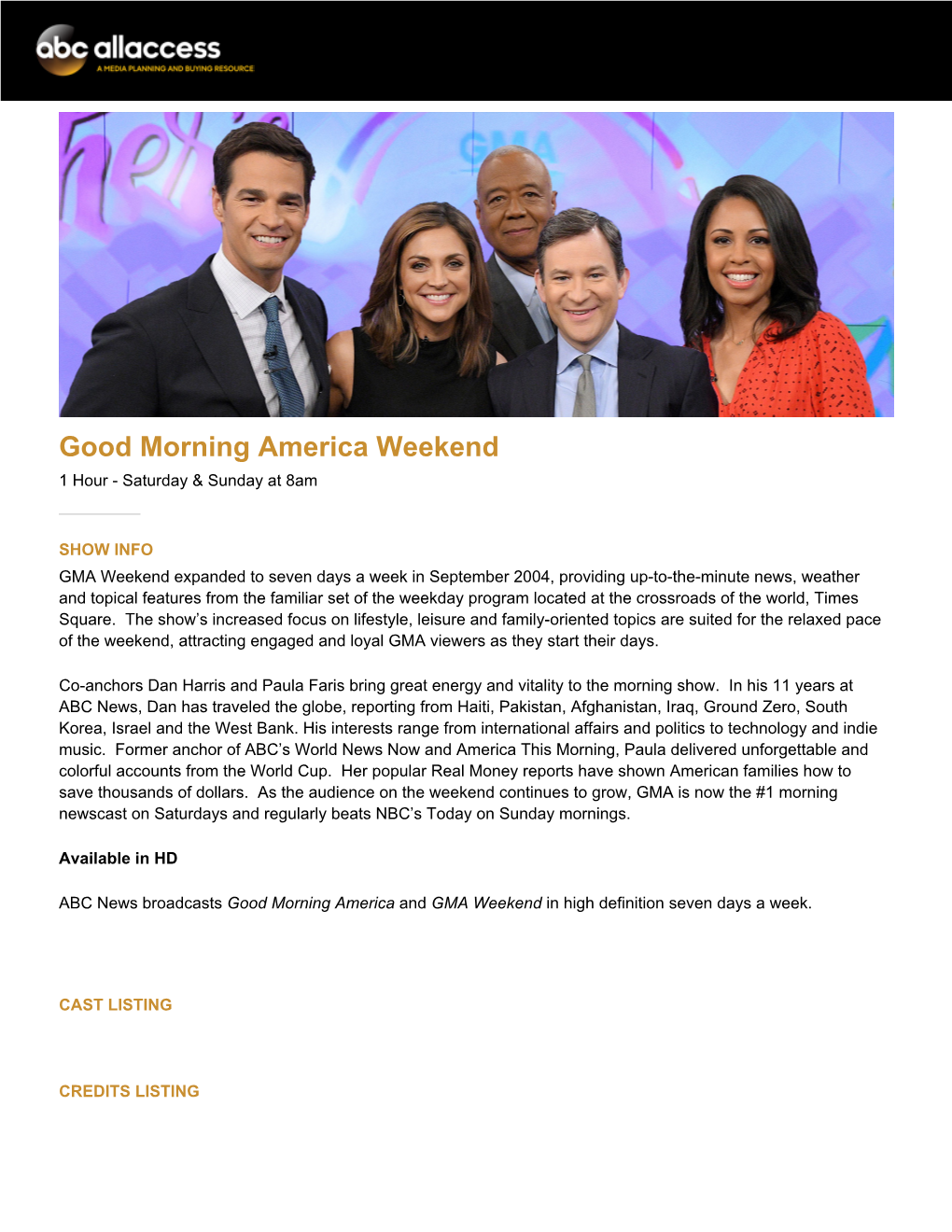 Good Morning America Weekend 1 Hour - Saturday & Sunday at 8Am