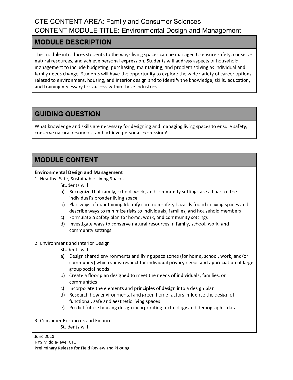 Environmental Design and Management MODULE DESCRIPTION