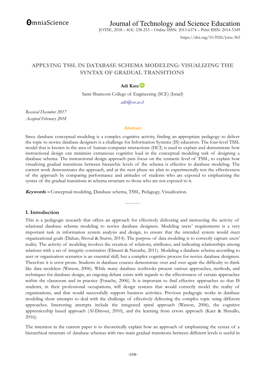 Applying Tssl in Database Schema Modeling: Visualizing the Syntax of Gradual Transitions