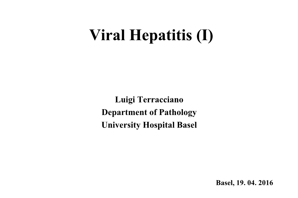 Viral Hepatitis (I)