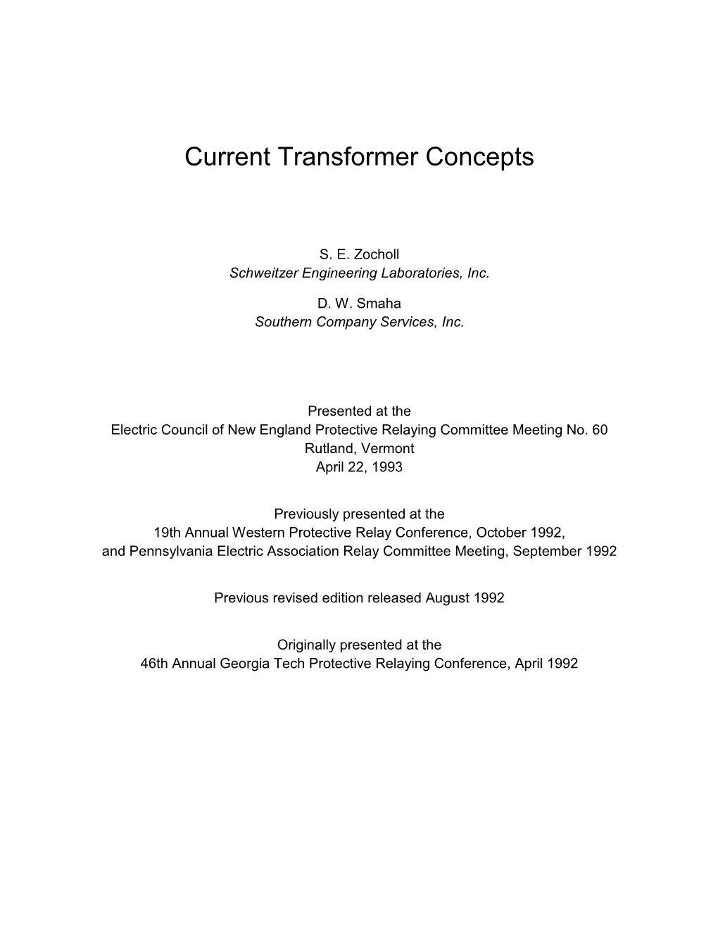 Current Transformer Concepts