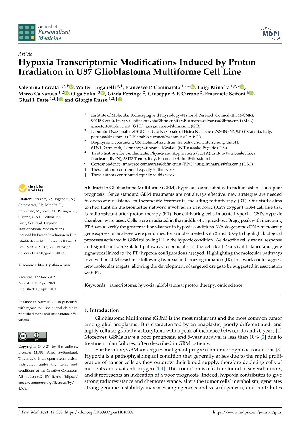 Hypoxia Transcriptomic Modifications Induced by Proton Irradiation In