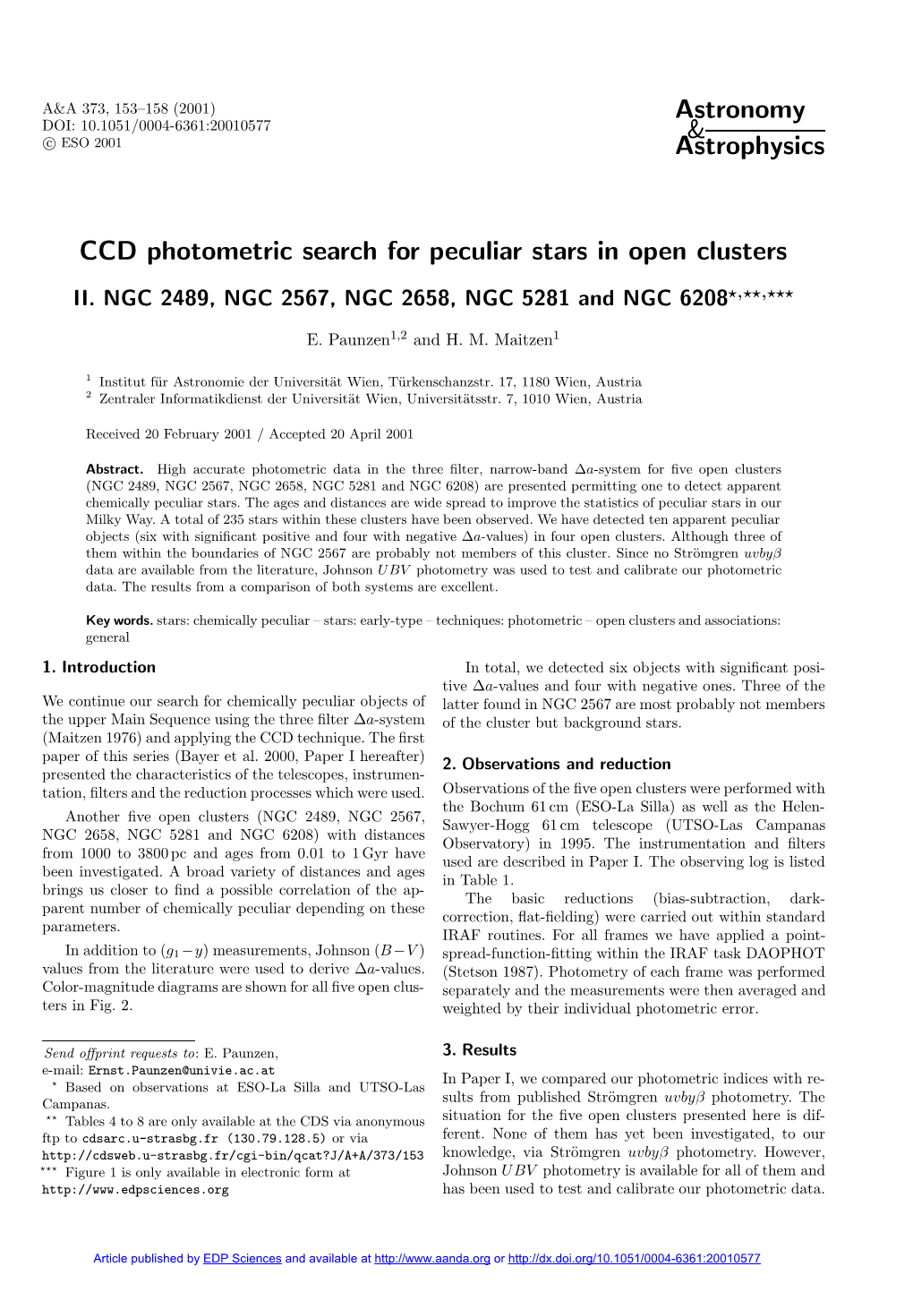 CCD Photometric Search for Peculiar Stars in Open Clusters