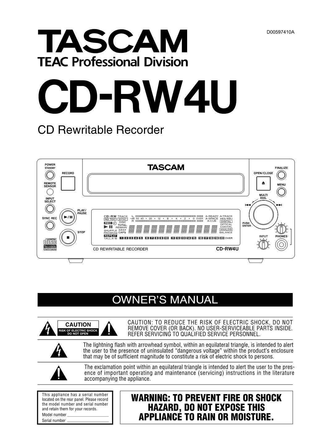 CD-RW4U Manual