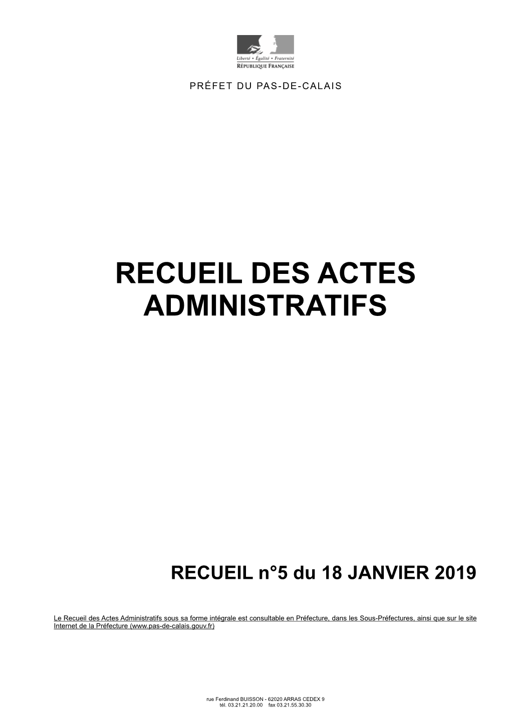 Recueil Des Actes Administratifs