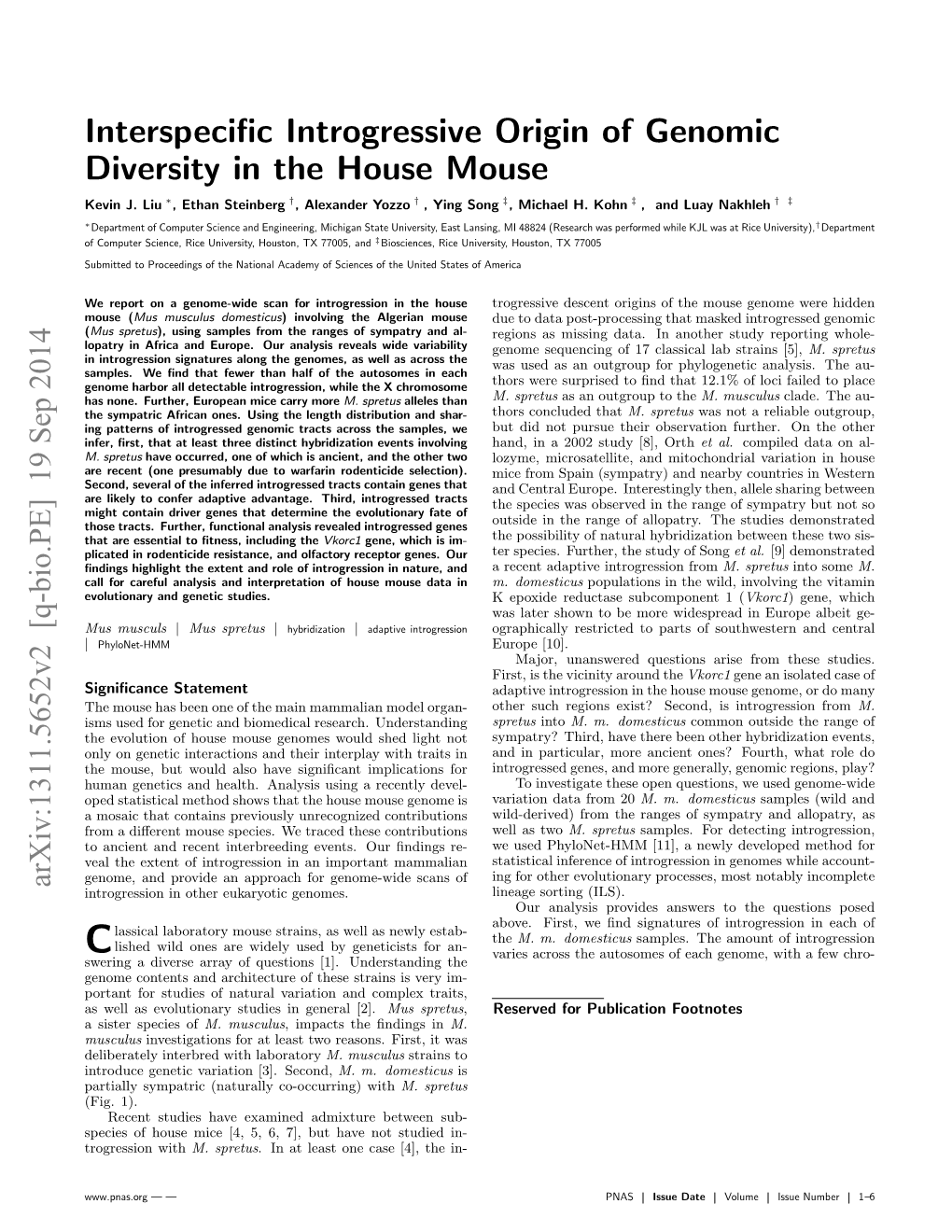 Interspecific Introgressive Origin of Genomic Diversity in the House