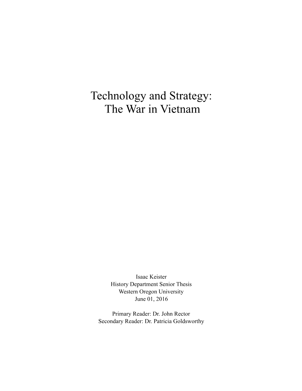 Technology and Strategy: the War in Vietnam