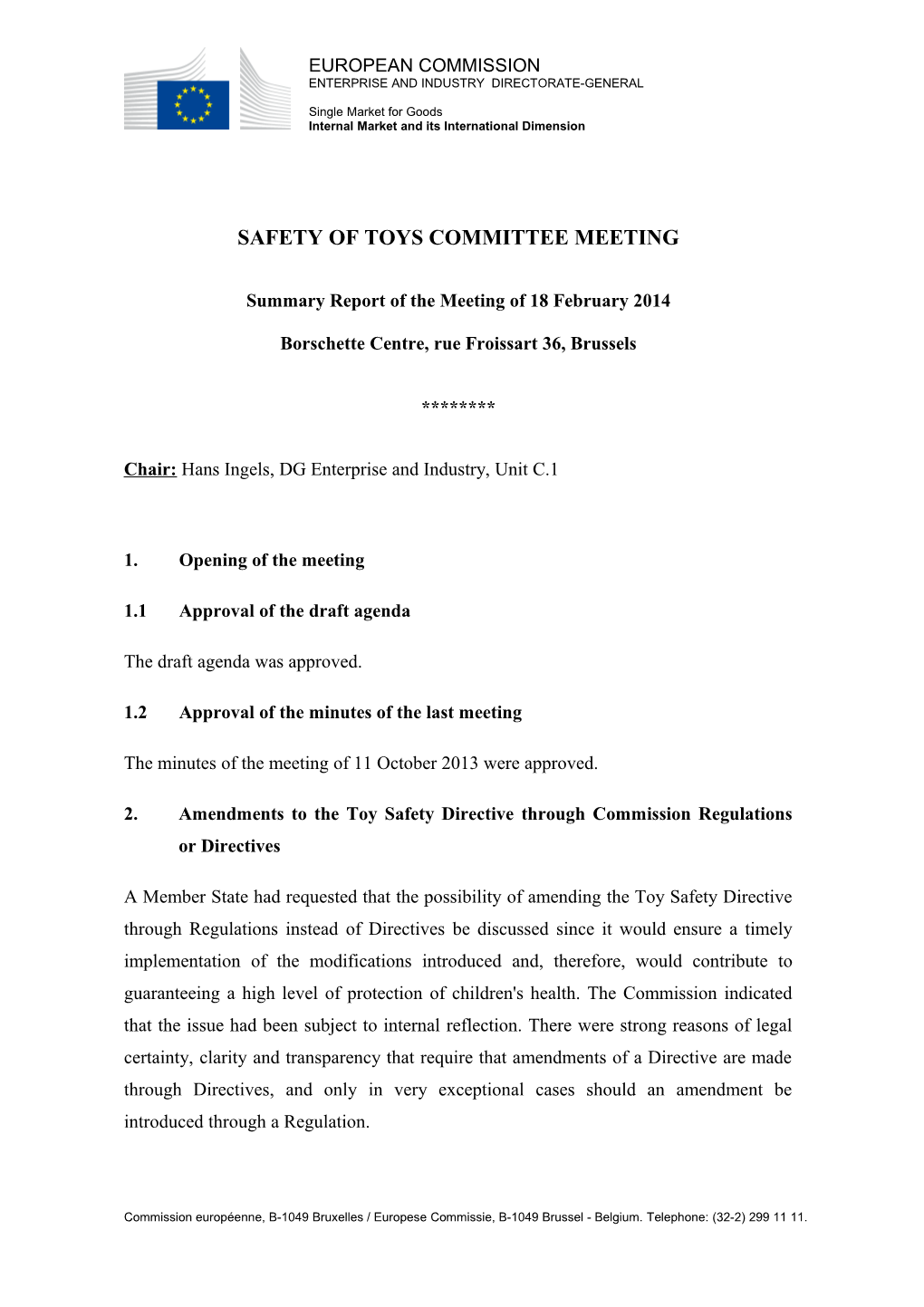 Safety of Toys Committee Meeting
