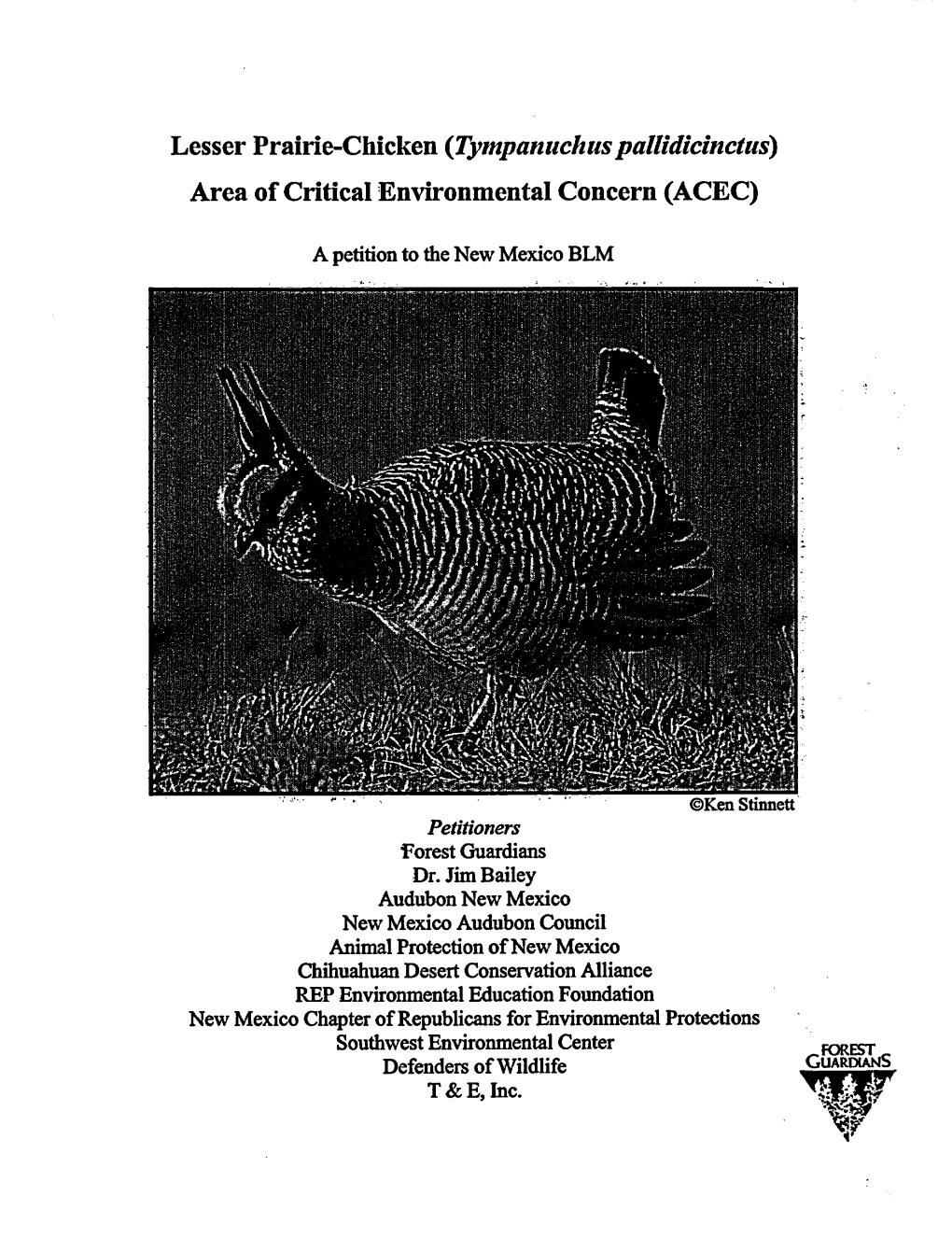 Lesser Prairie-Chicken (Tympanuchus Pallidicinctus) Area of Critical Environmental Concern (ACEC)