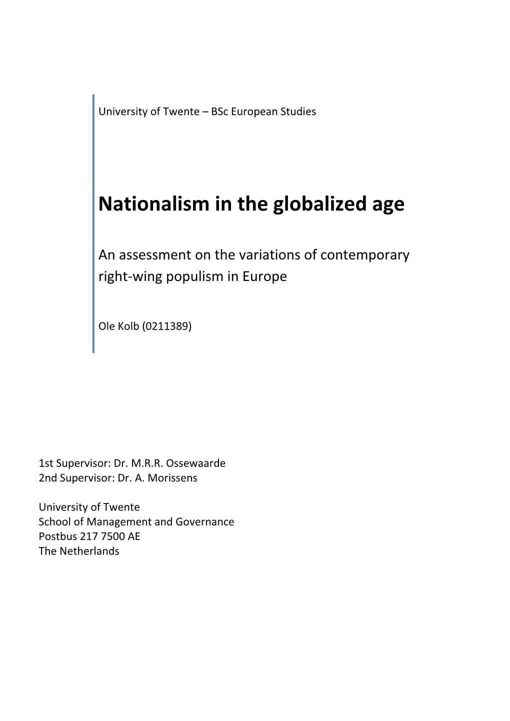 Nationalism in the Globalized Age