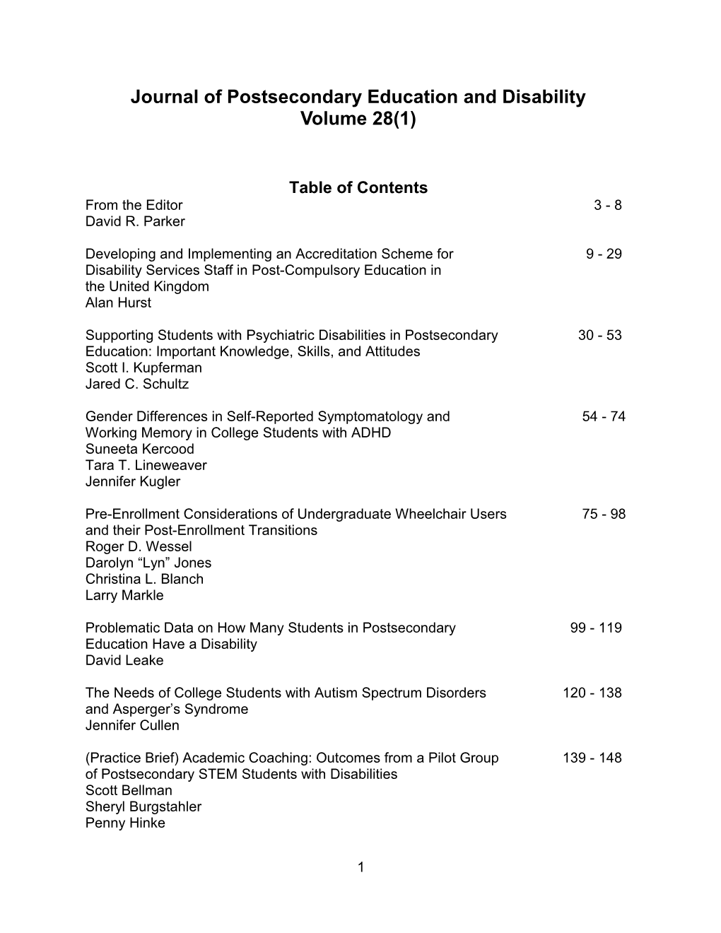 Journal of Postsecondary Education and Disability s3