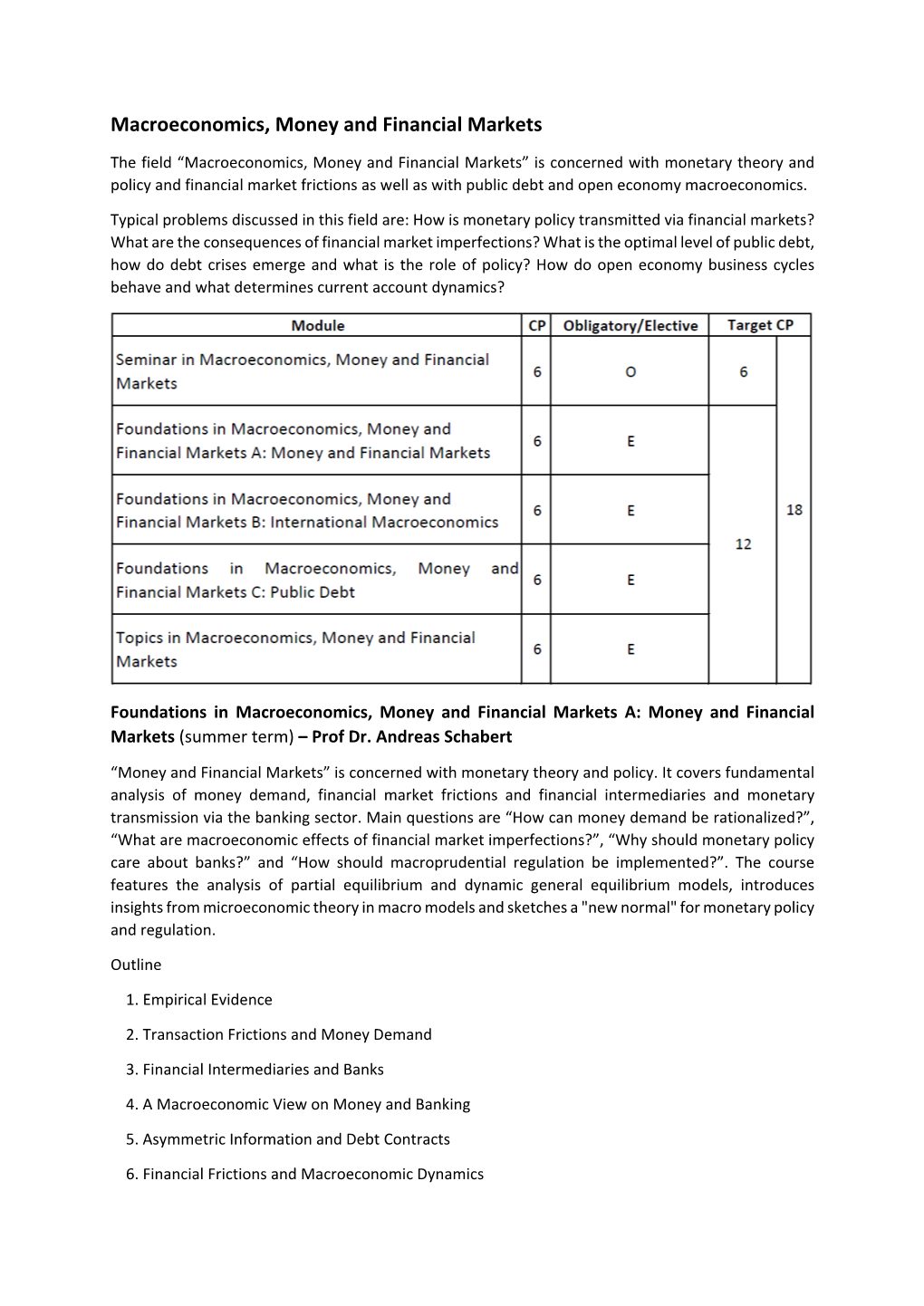 Macroeconomics, Money and Financial Markets