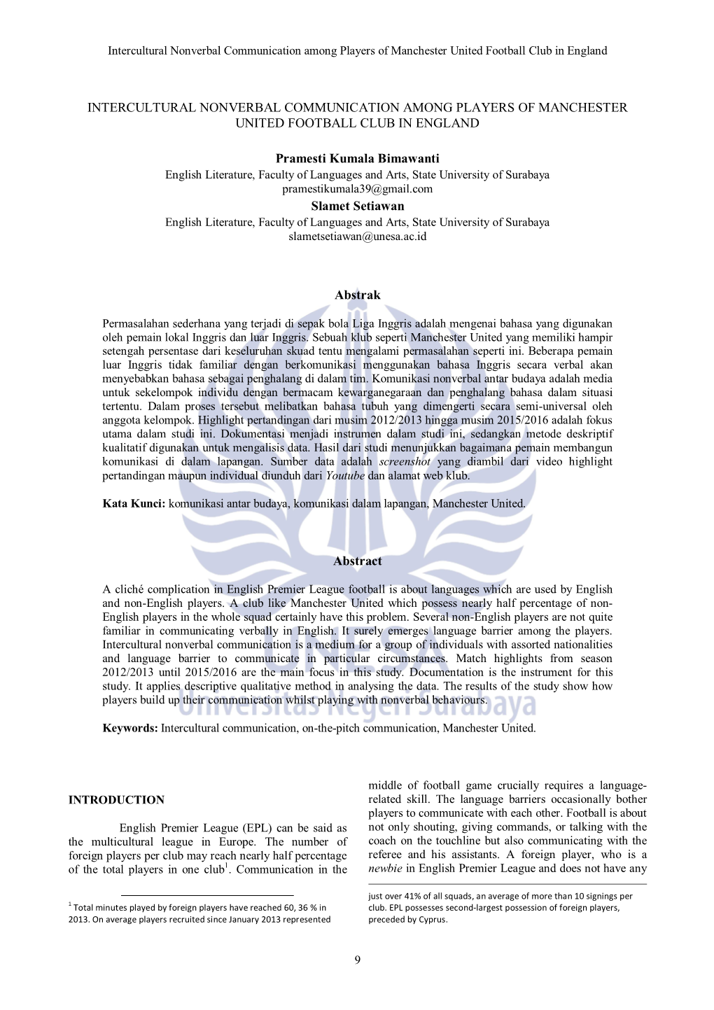 Intercultural Nonverbal Communication Among Players of Manchester United Football Club in England