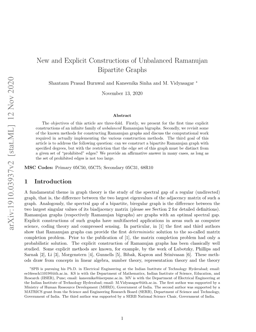 New and Explicit Constructions of Unbalanced Ramanujan Bipartite