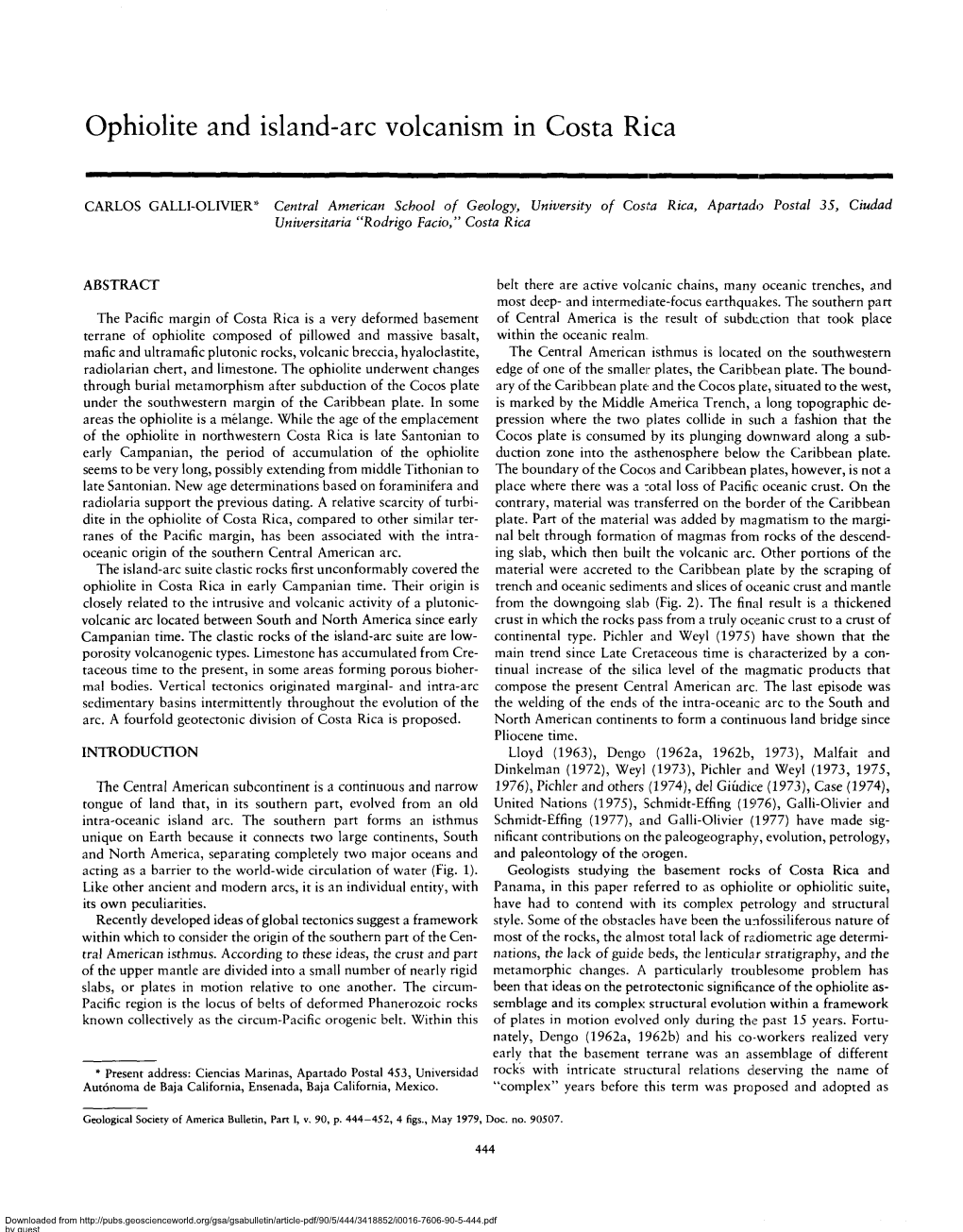 Ophiolite and Island-Arc Volcanism in Costa Rica