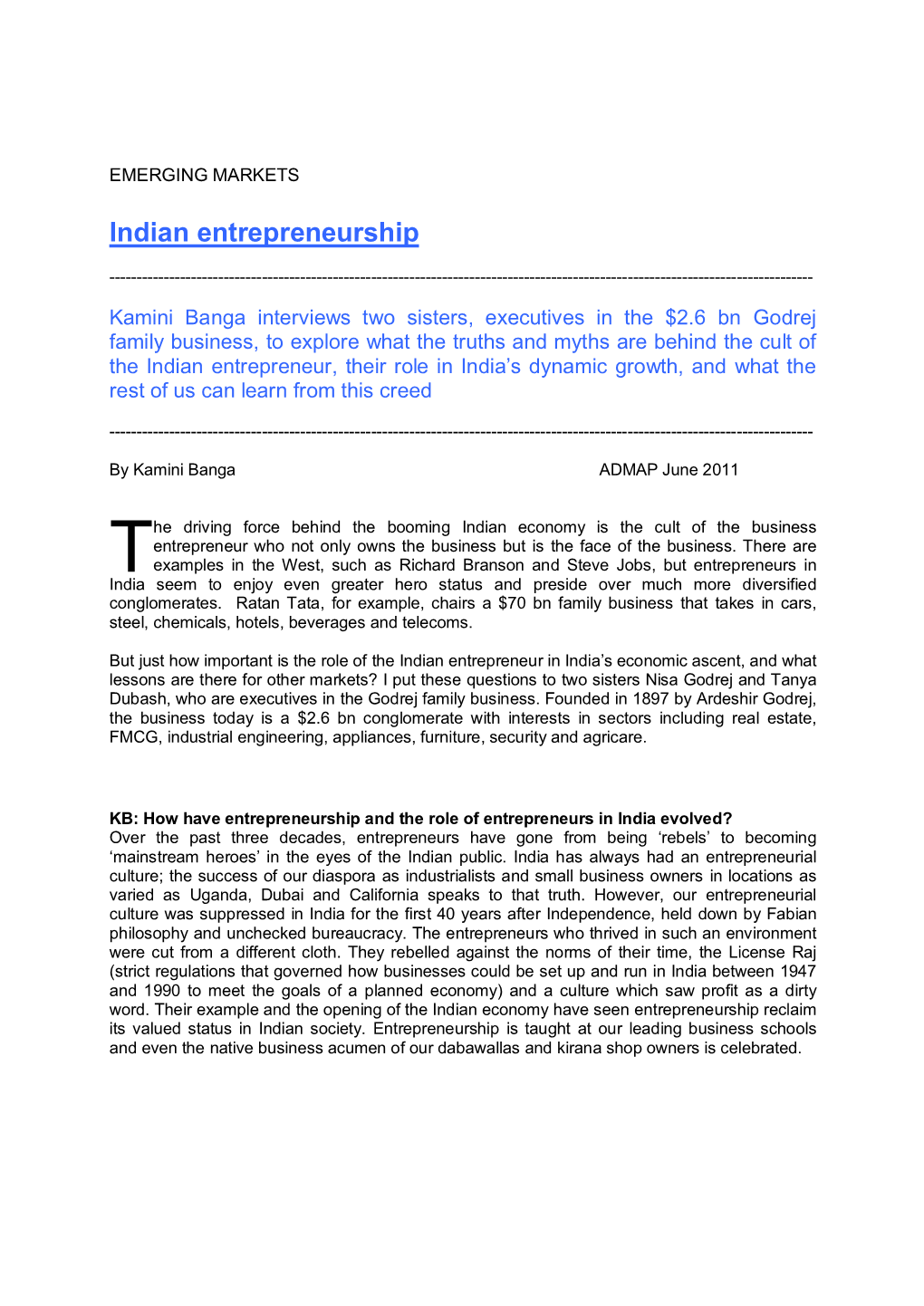 Indian Entrepreneurship