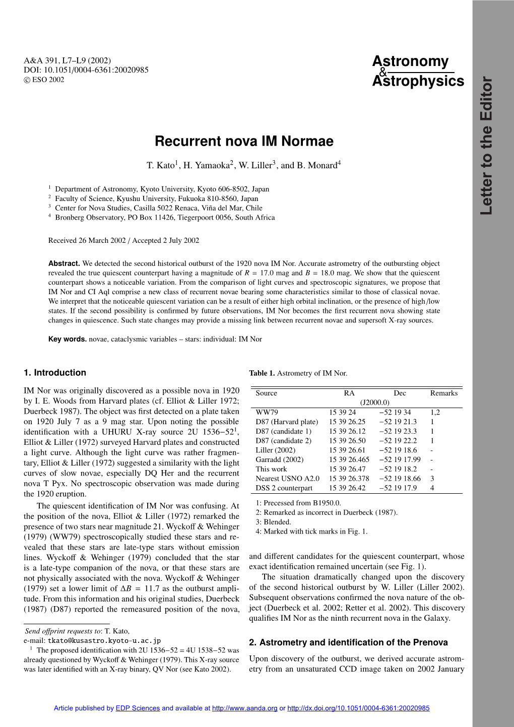 Recurrent Nova IM Normae