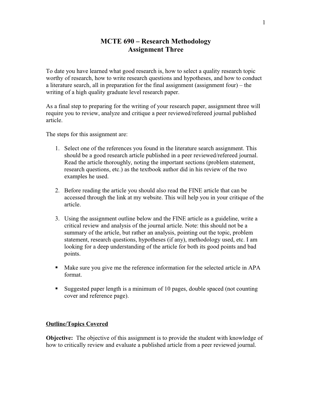 MCTE 690 – Research Methodology