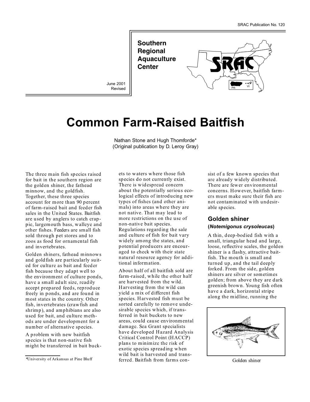 Common Farm-Raised Baitfish